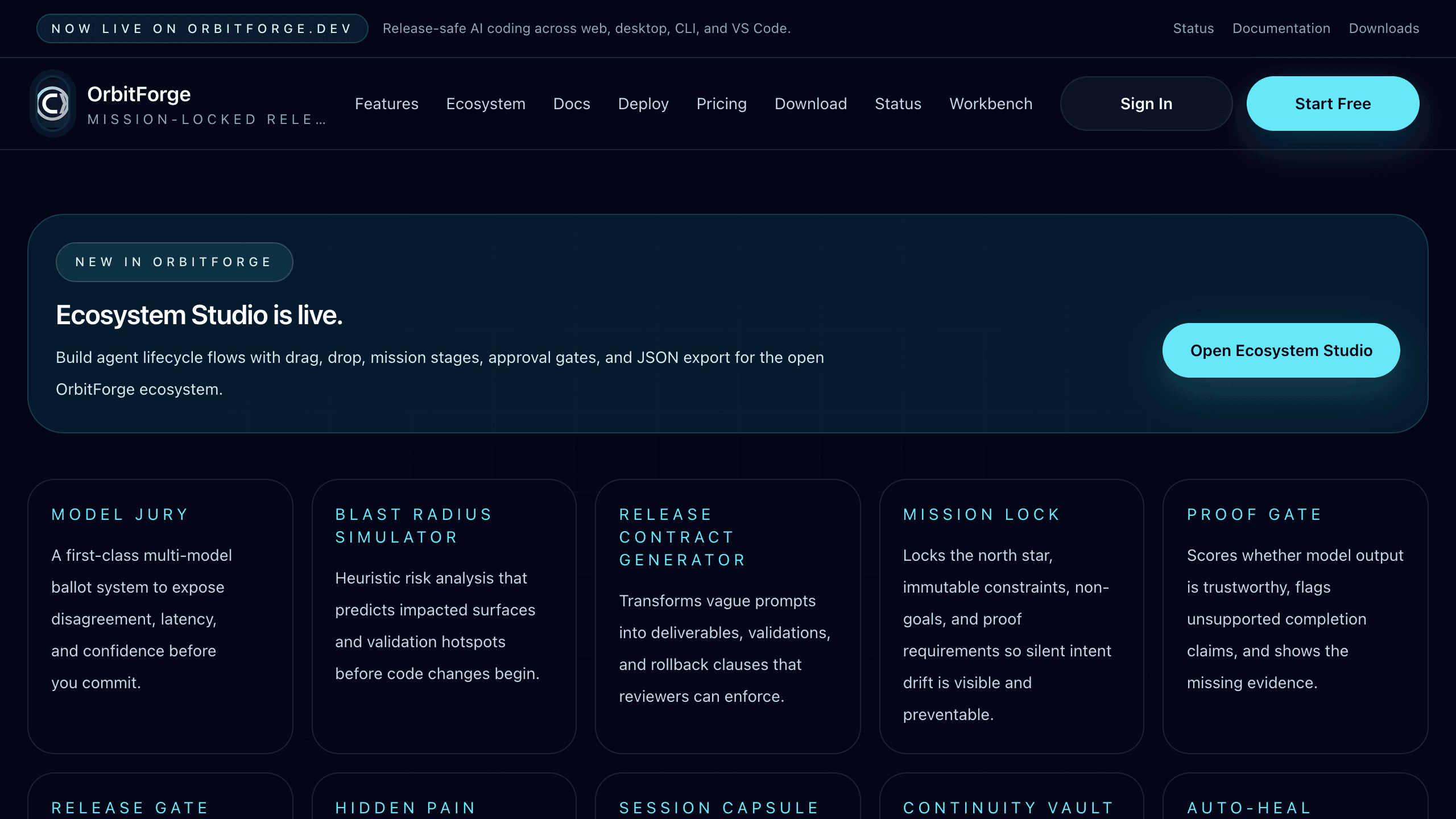 OrbitForge workbench screenshot